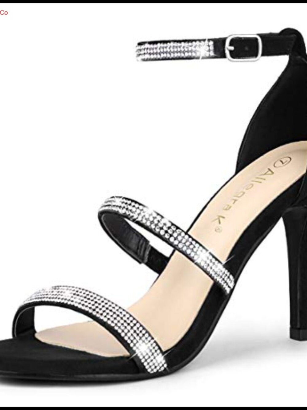 Rhinestone Ankle Strap Stiletto High Heel Sandals Faux Suede Party